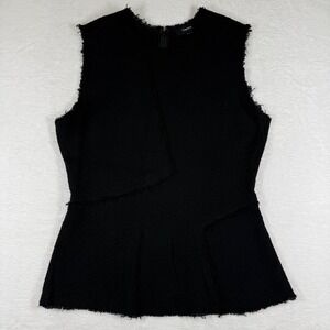 Theory‎ Womens Seamed Shell Spring Boucle Black Sleeveless Peplum Top Size M